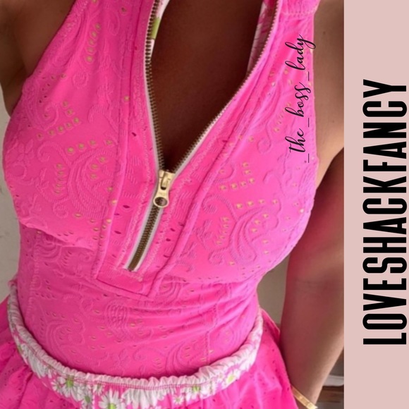 NWT LOVESHACKFANCY one piece swimsuit swimwear bikini bodysuit zip MEDIUM - Picture 3 of 6